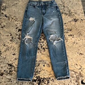Old Navy Blue Boyfriend Jeans Distressed Style